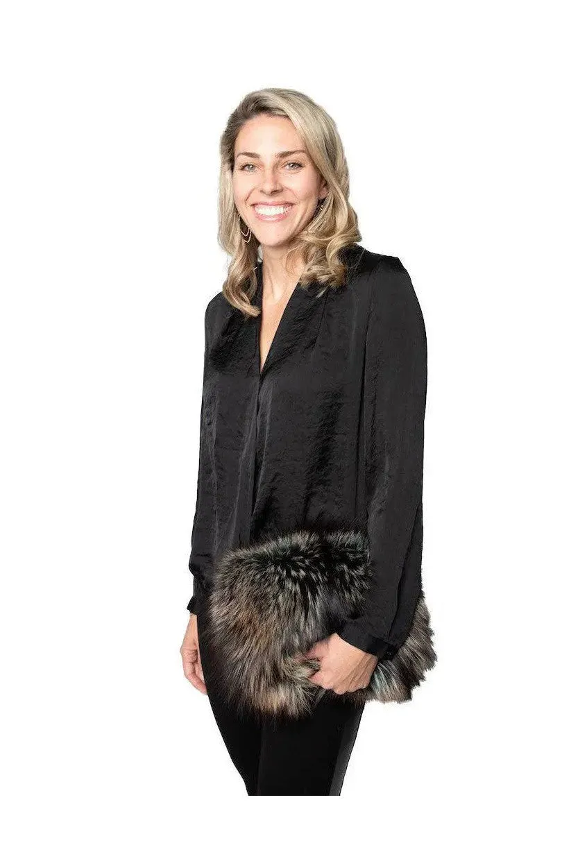 Dyed Silver Fox Shoulder Bag
