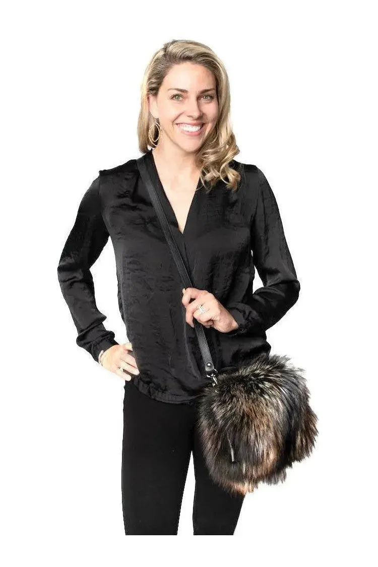 Dyed Silver Fox Shoulder Bag