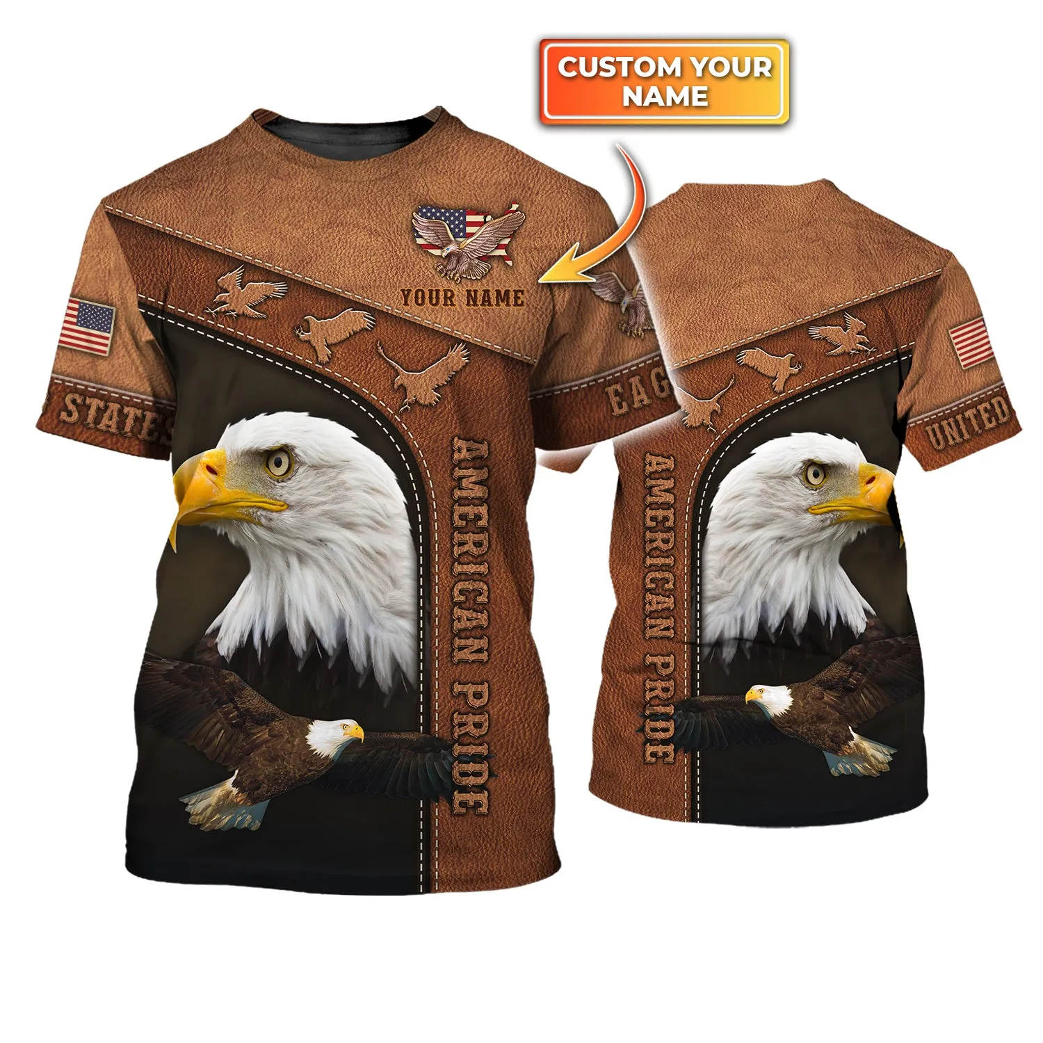 Eagle, American Pride - Personalized Name 3D Tshirt - Nsd99