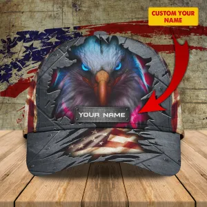 Eagle and American Flag - Personalized Name Cap - Nmd 10