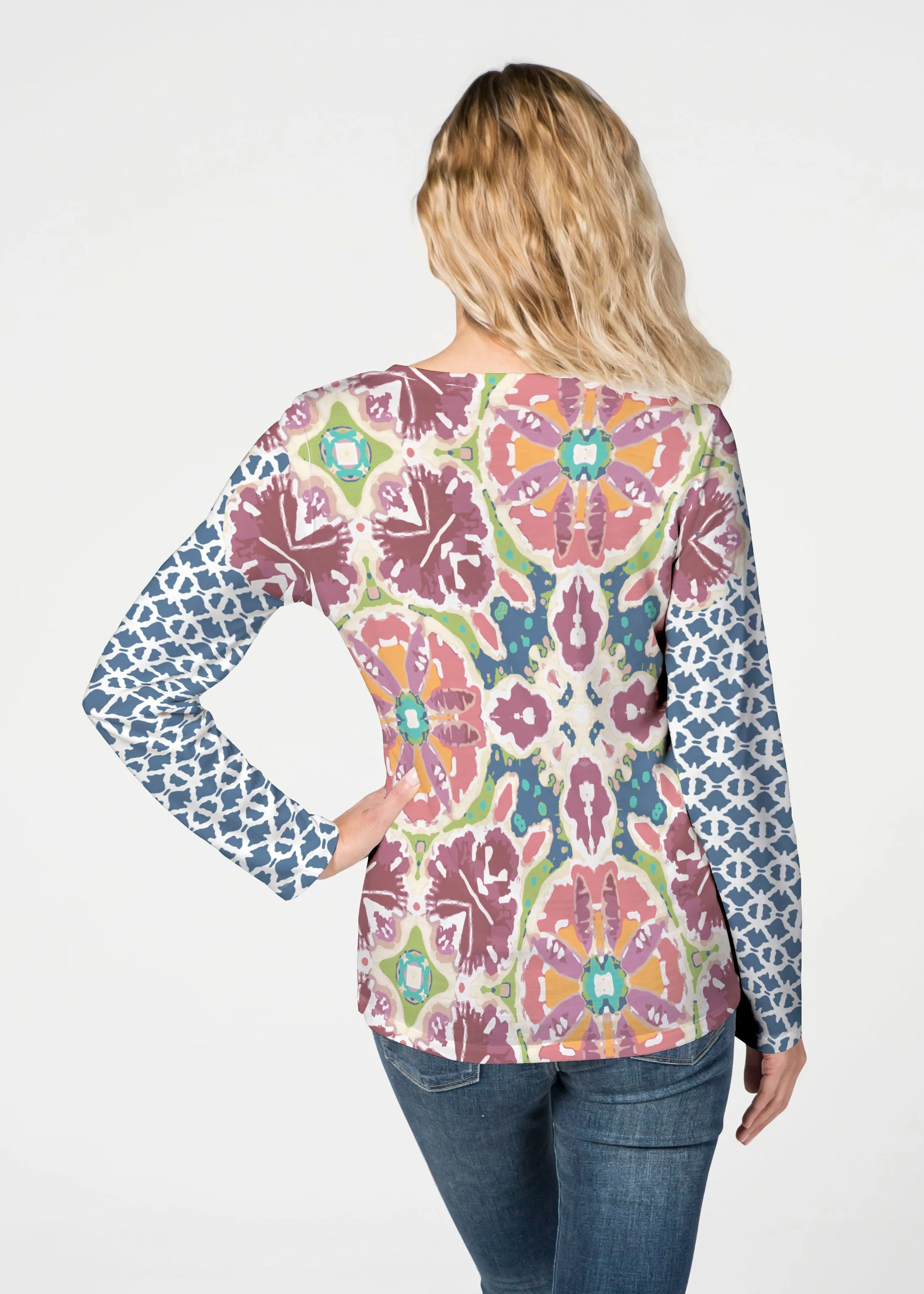 Eden Navy (2815) ~ French Terry V-neck Top