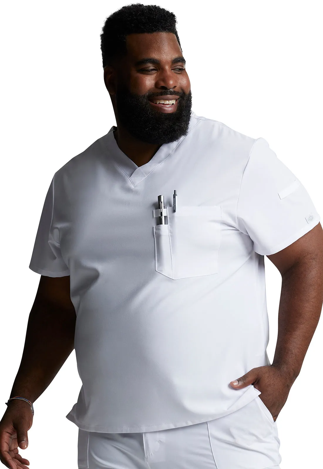 EDS Essentials DK635 Men's Tuckable V-Neck Top White