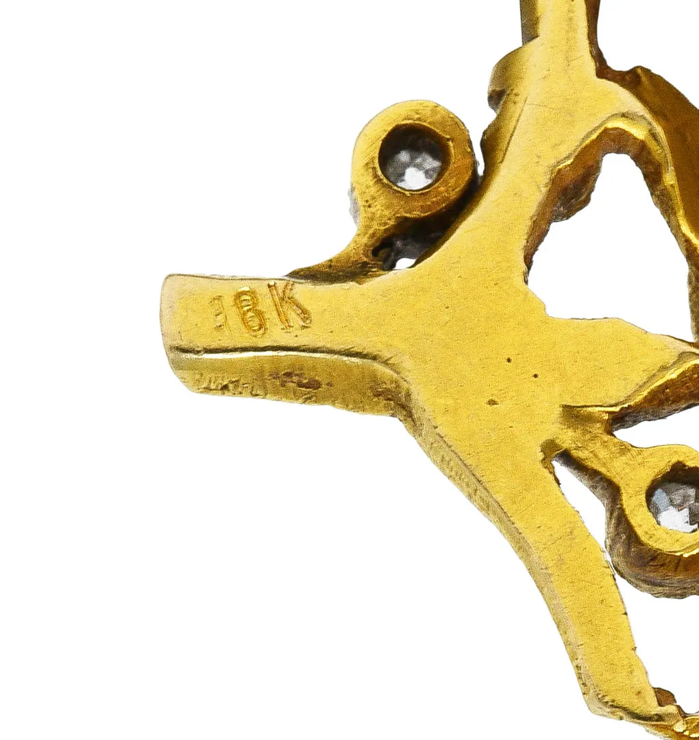 Edwardian Diamond Platinum-Topped 18 Karat Yellow Gold Eagle Brooch