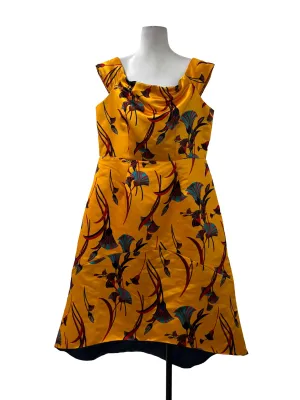 Egg Yolk Yellow Printed Dress