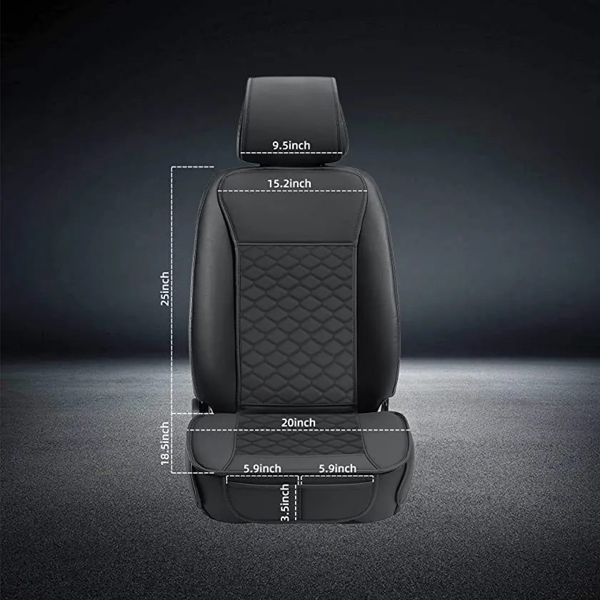Elantrip 2PCs Front Car Seat Covers Leather Waterproof Seat Protector Universal fit for Most Cars SUVs and Trucks Black