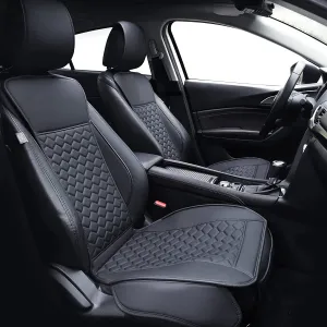 Elantrip 2PCs Front Car Seat Covers Leather Waterproof Seat Protector Universal fit for Most Cars SUVs and Trucks Black