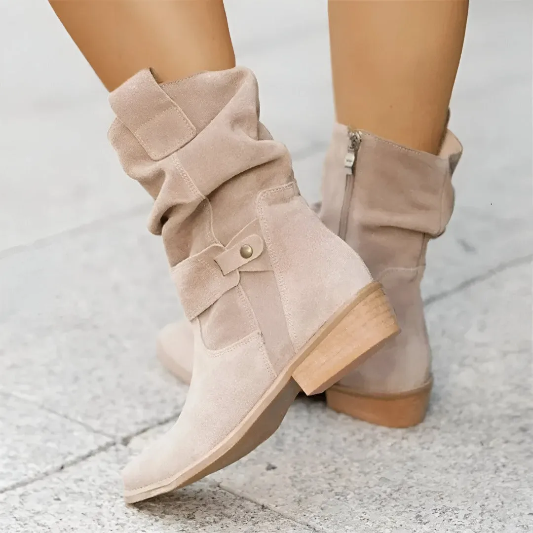 Elegant faux leather ankle boots for women