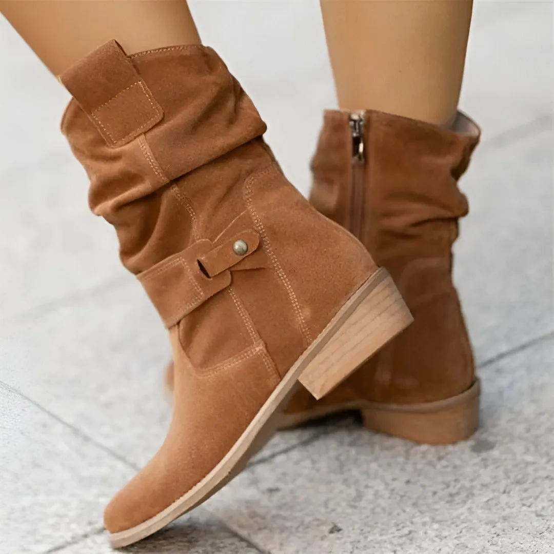 Elegant faux leather ankle boots for women
