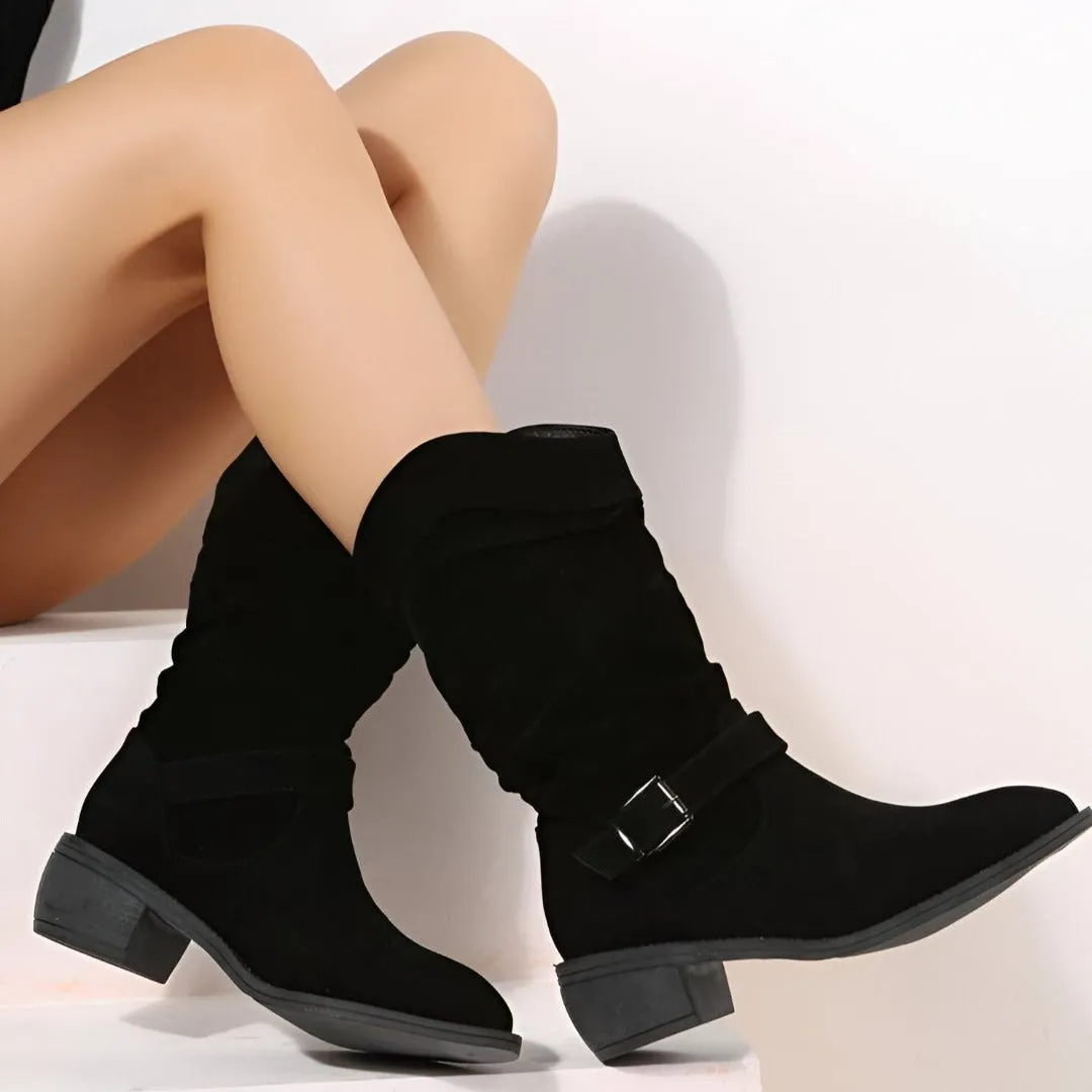 Elegant faux leather ankle boots for women