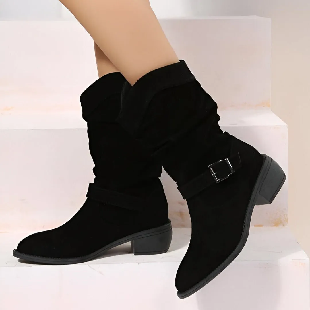 Elegant faux leather ankle boots for women