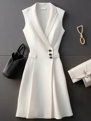 Elegant French High-End White Suit Dress for Women