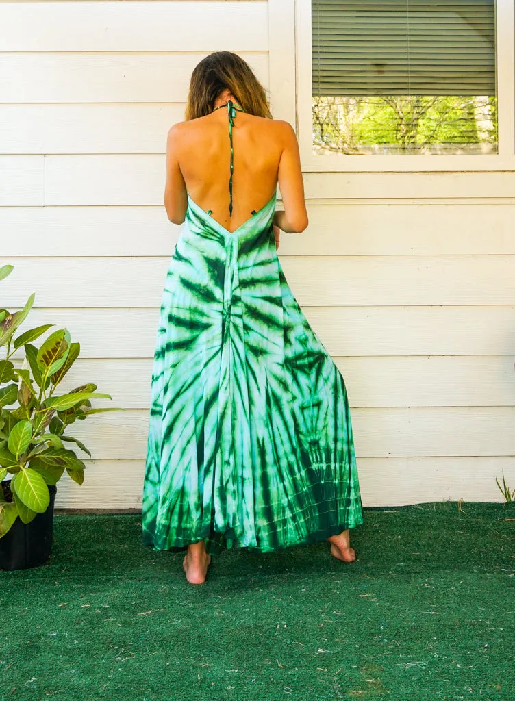 Emerald Green Starburst Tie Dye Maxi Dress