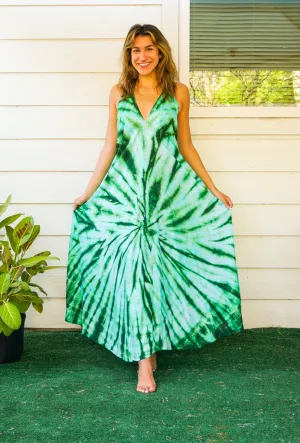 Emerald Green Starburst Tie Dye Maxi Dress