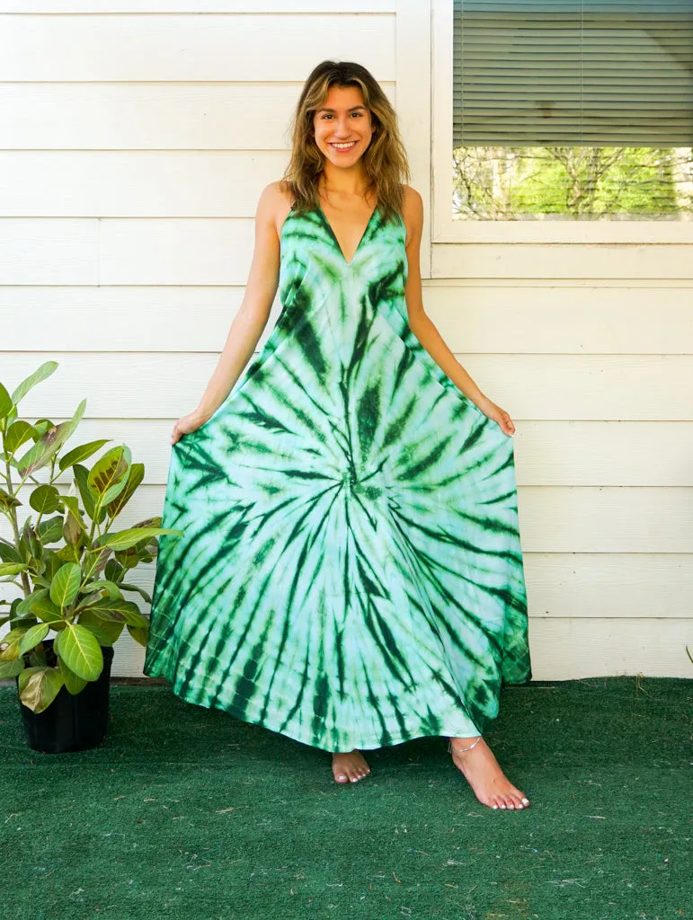 Emerald Green Starburst Tie Dye Maxi Dress