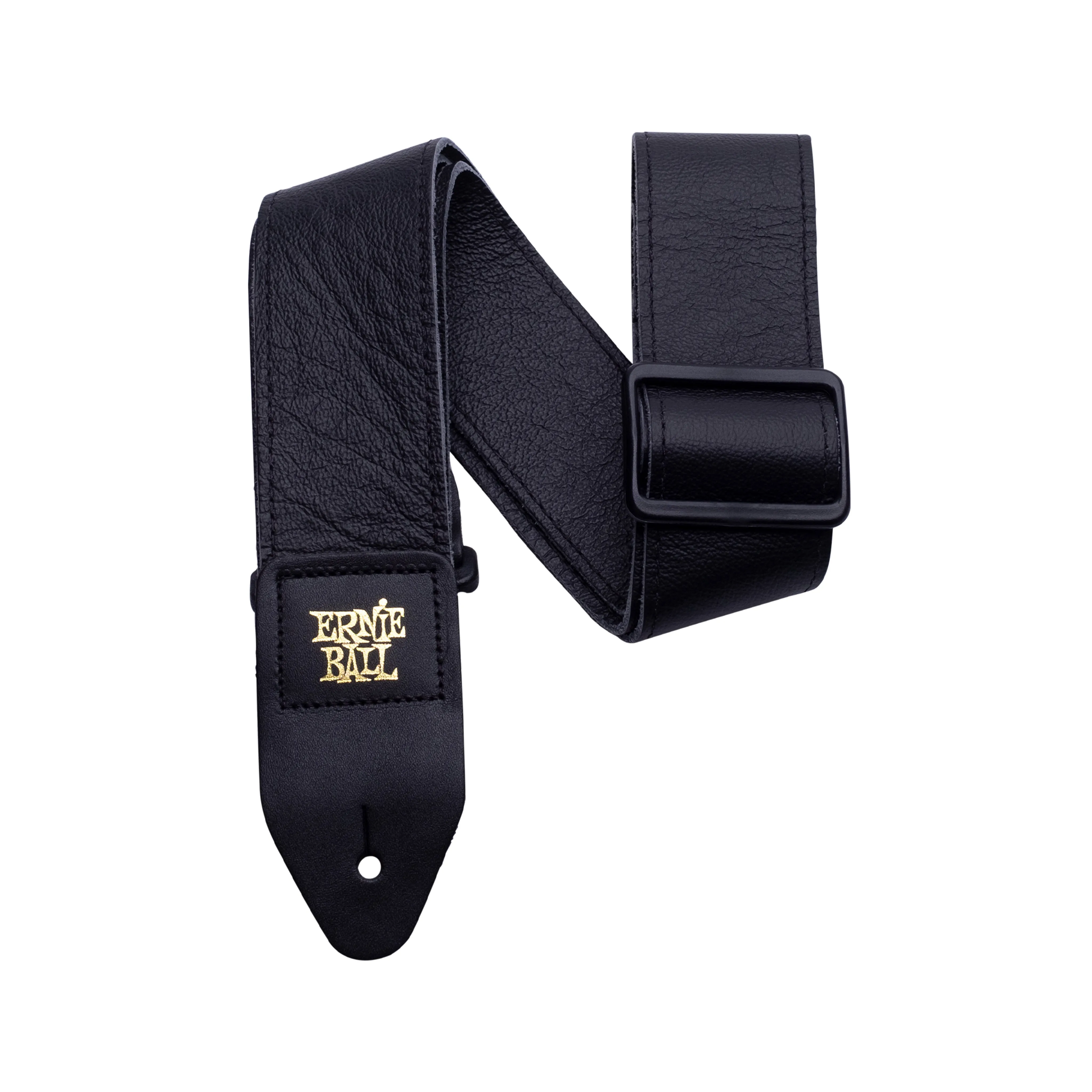 Ernie Ball Tri-Glide 2Inch Italian Leather Bass/Guitar Strap, Black