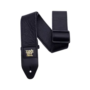 Ernie Ball Tri-Glide 2Inch Italian Leather Bass/Guitar Strap, Black