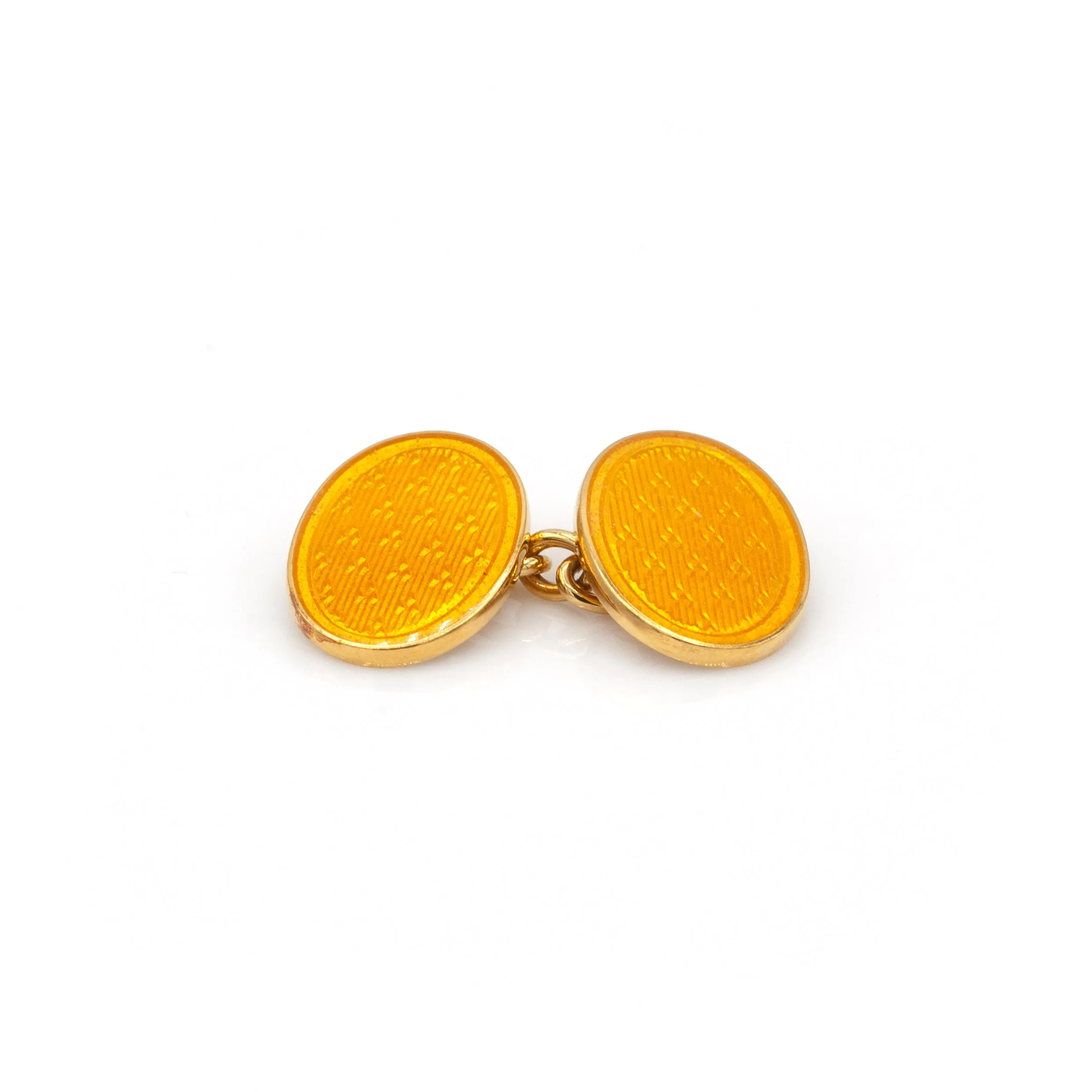 Estate Collection Vintage Yellow Enamel Longmire Cuff Links