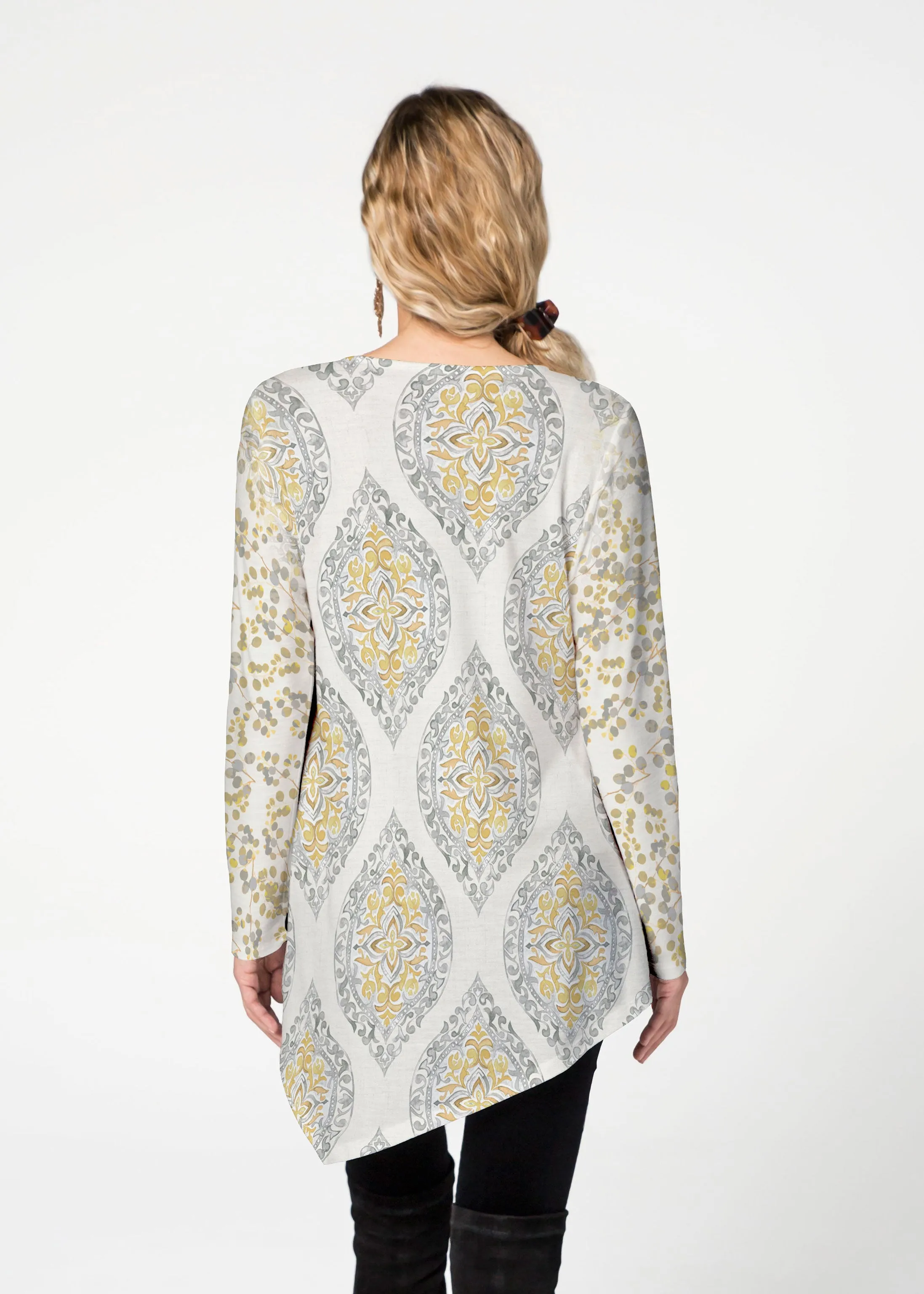 Etched Motif (8014) ~ Asymmetrical French Terry Tunic