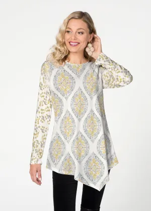 Etched Motif (8014) ~ Asymmetrical French Terry Tunic