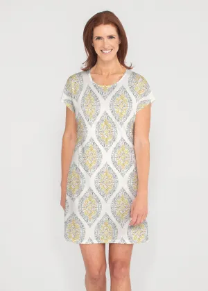 Etched Motif (8014) ~ French Terry Short Sleeve Crew Dress