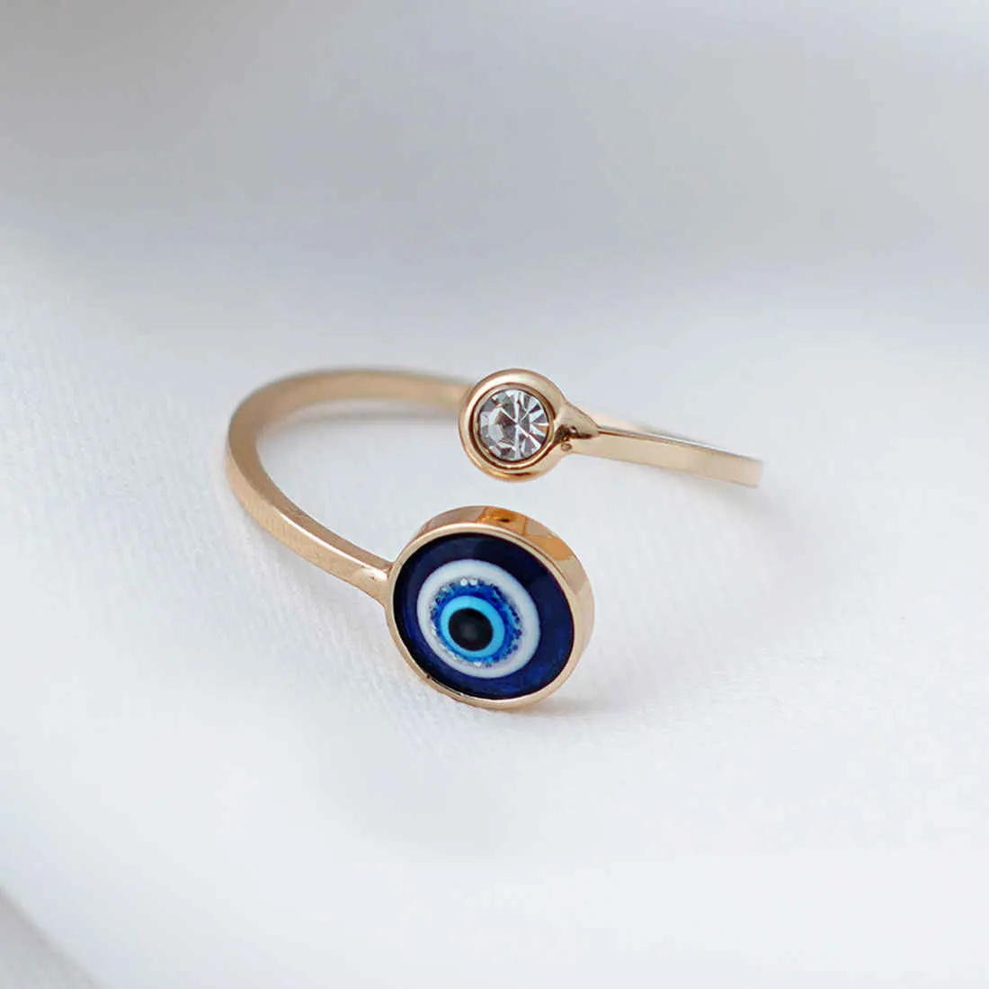 Evil Eye Crystal End RING