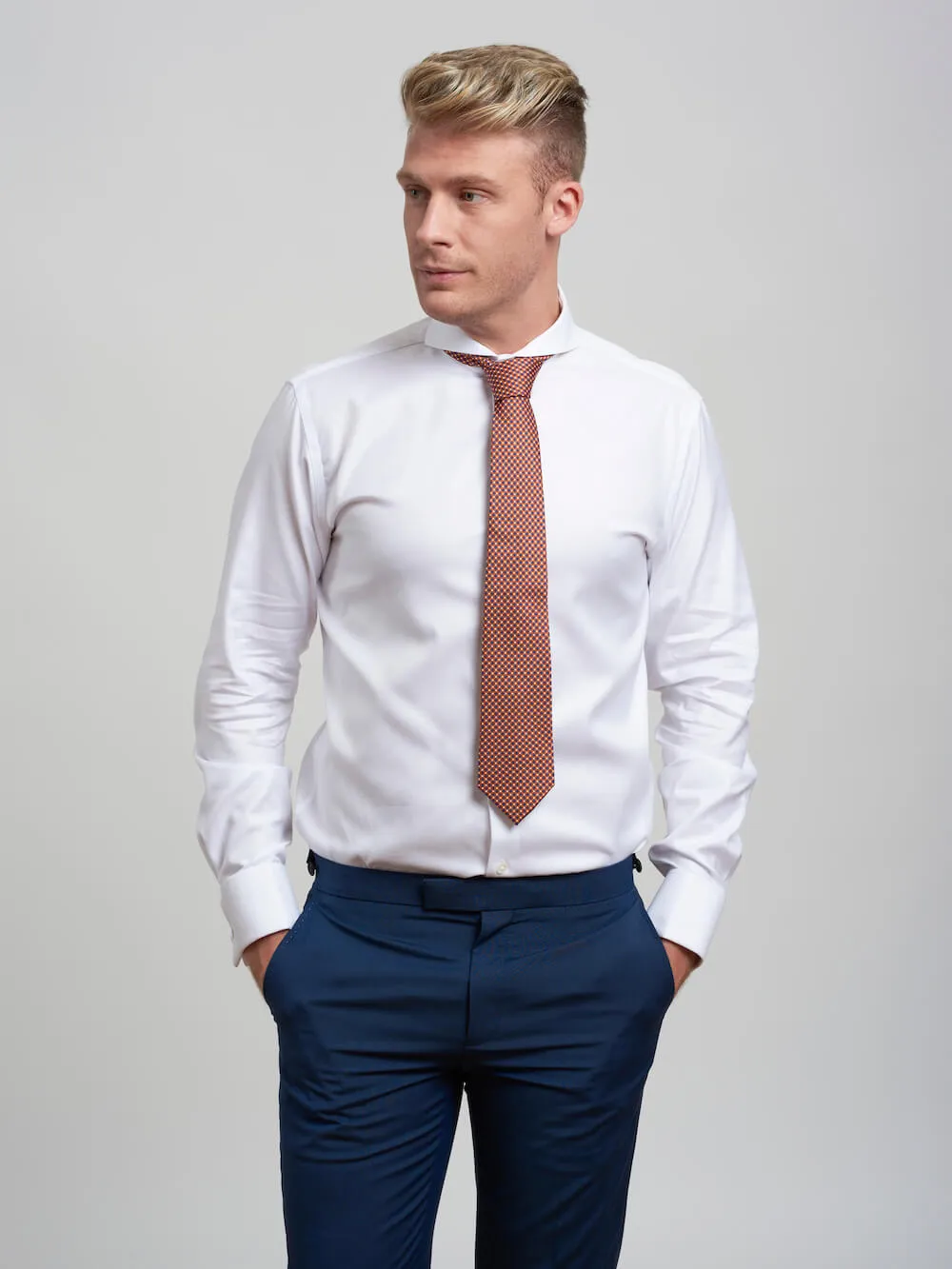 Extreme Cutaway White Premium Weave Shirt French Cuff