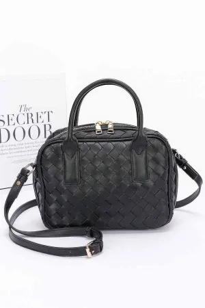 Faux Leather Braided Handbag