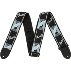 Fender® 2" Monogrammed Strap, Black/Light Grey/Blue