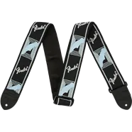 Fender® 2" Monogrammed Strap, Black/Light Grey/Blue