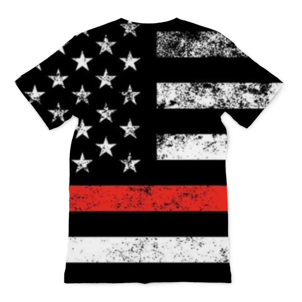 Firefighters Red Stripe Firefighter Flag Premium Adult T-Shirt