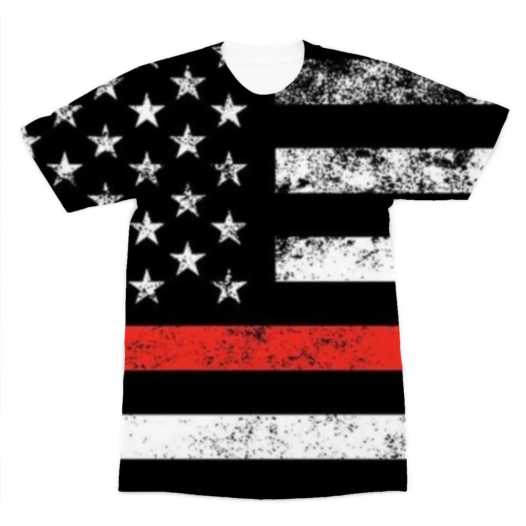 Firefighters Red Stripe Firefighter Flag Premium Adult T-Shirt