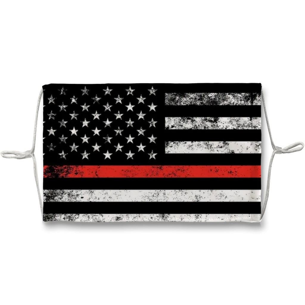 Firefighters Red Stripe Flag Firefighter Red Lives Matter Face Mask