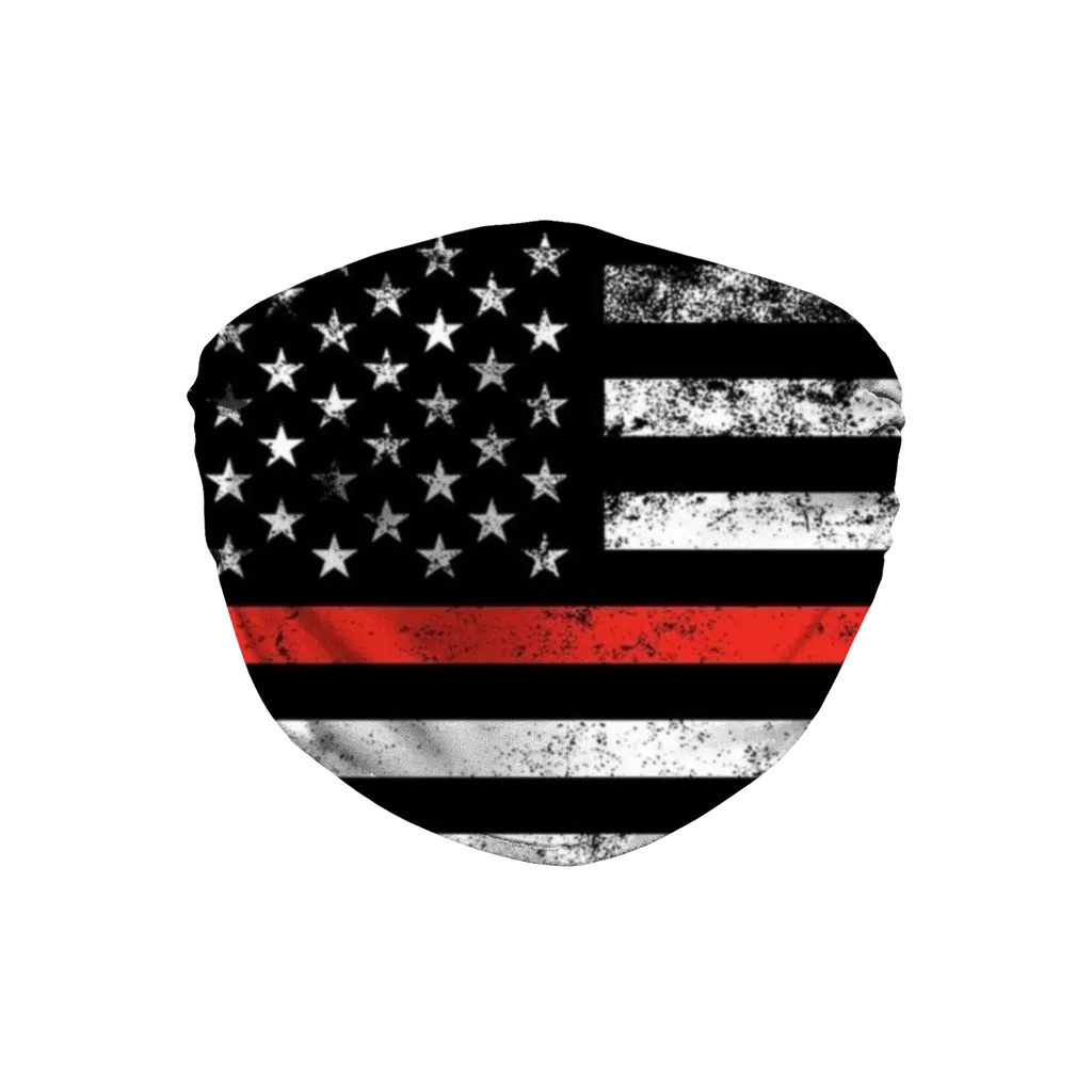Firefighters Red Stripe Flag Firefighter Red Lives Matter Face Mask