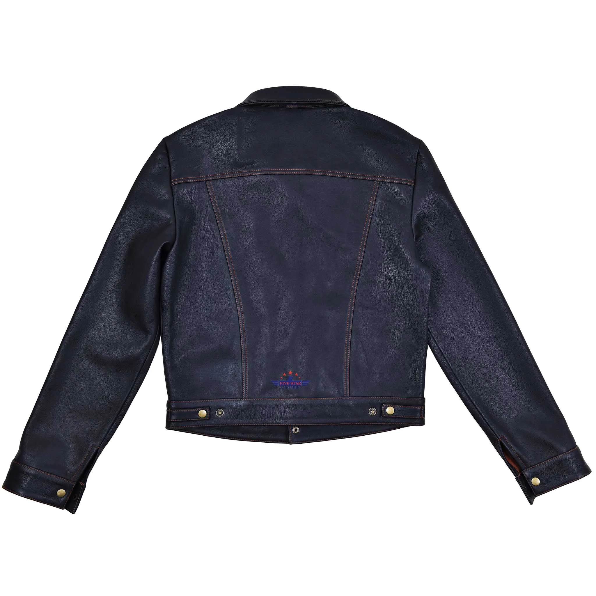 FiveStar Leather Custom Trucker Jacket Unlined Goatskin Seal Brown