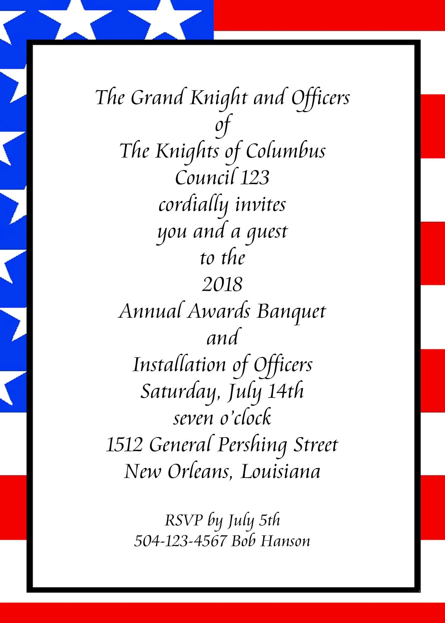 FLAG BACKGROUND CUSTOM INVITATION