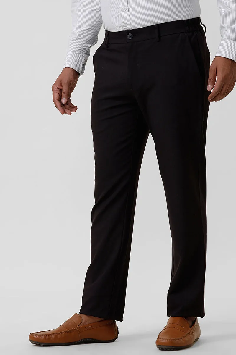 Flexi Fit - Dark Black Stretchable Formal Trousers For Men | Ariser