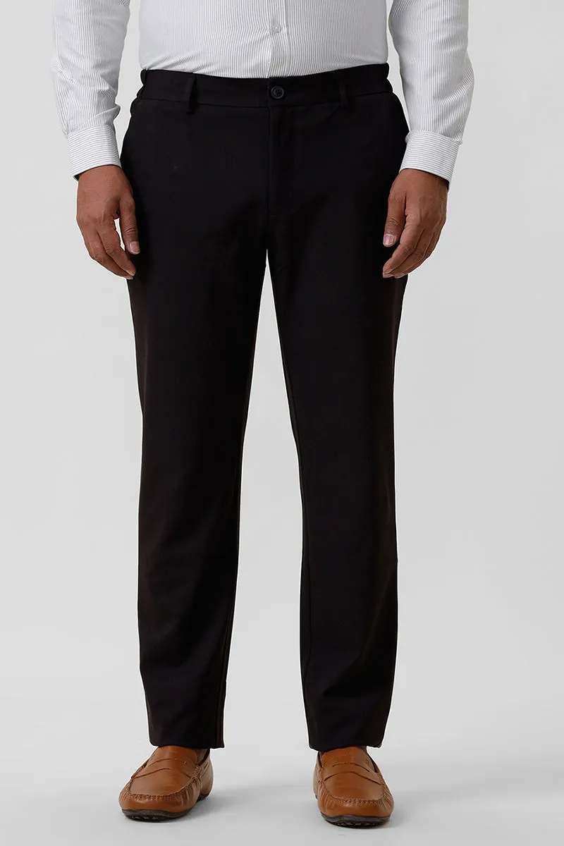 Flexi Fit - Dark Black Stretchable Formal Trousers For Men | Ariser