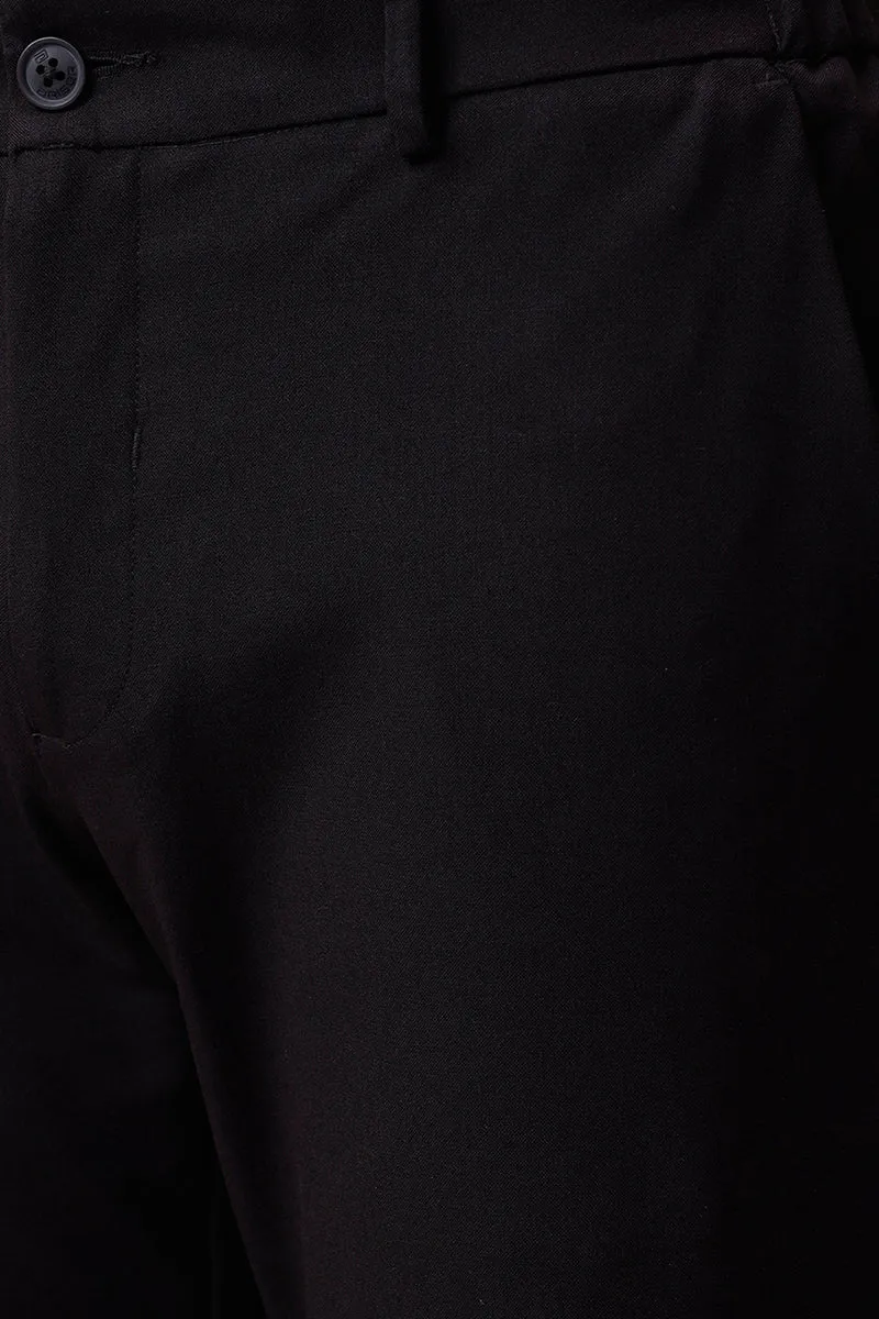 Flexi Fit - Dark Black Stretchable Formal Trousers For Men | Ariser