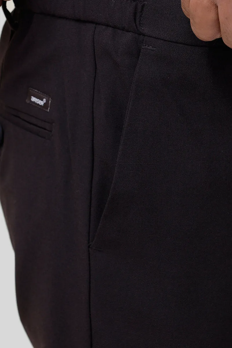 Flexi Fit - Dark Black Stretchable Formal Trousers For Men | Ariser
