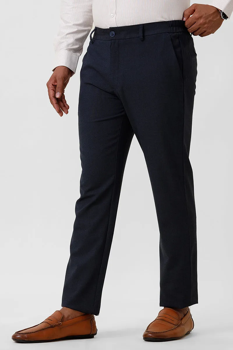 Flexi Fit - Night Blue Stretchable Formal Trousers For Men | Ariser