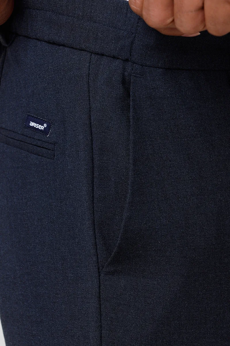 Flexi Fit - Night Blue Stretchable Formal Trousers For Men | Ariser