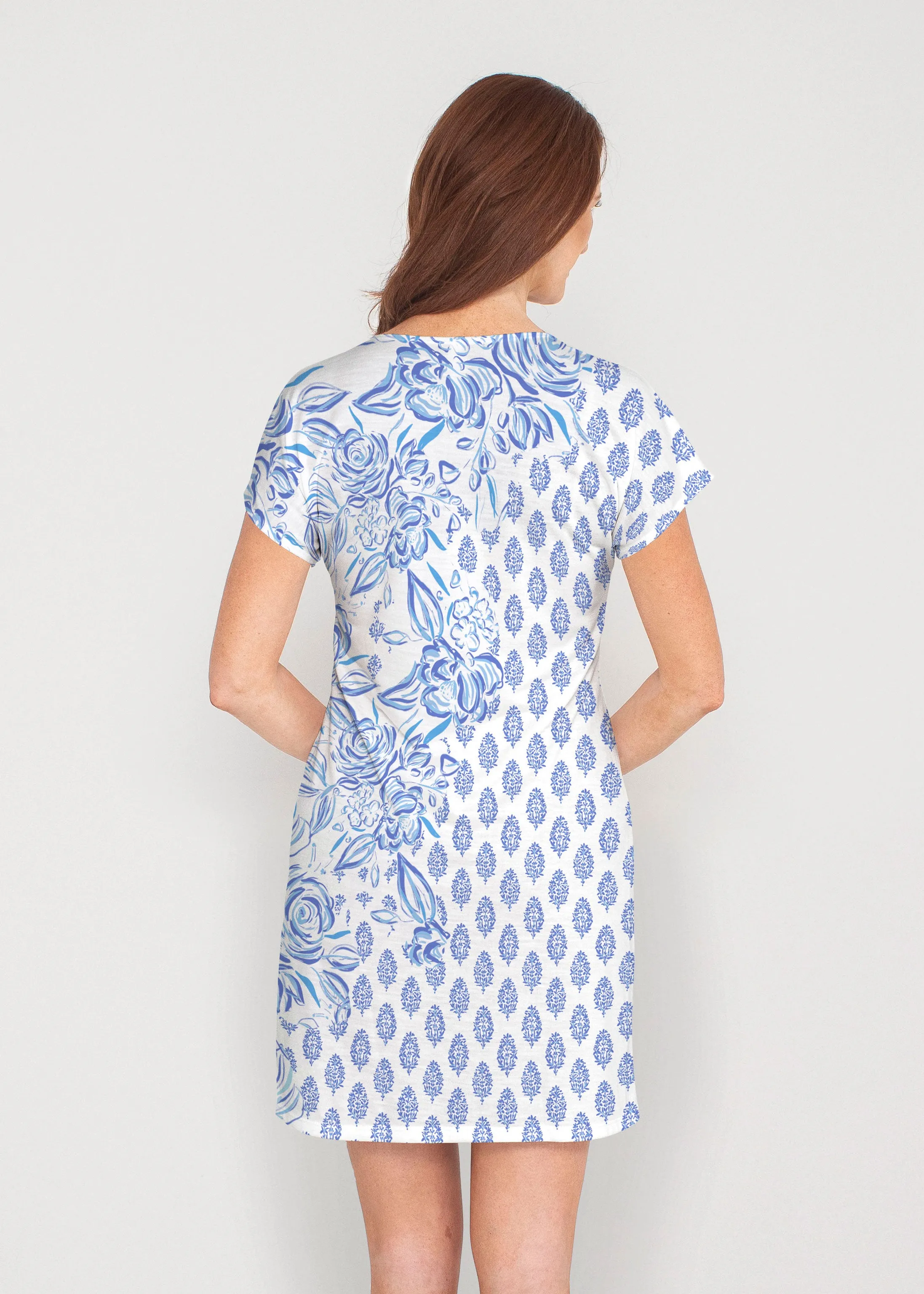 Flora (8041) ~ French Terry Short Sleeve Crew Dress