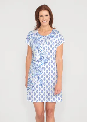Flora (8041) ~ French Terry Short Sleeve Crew Dress