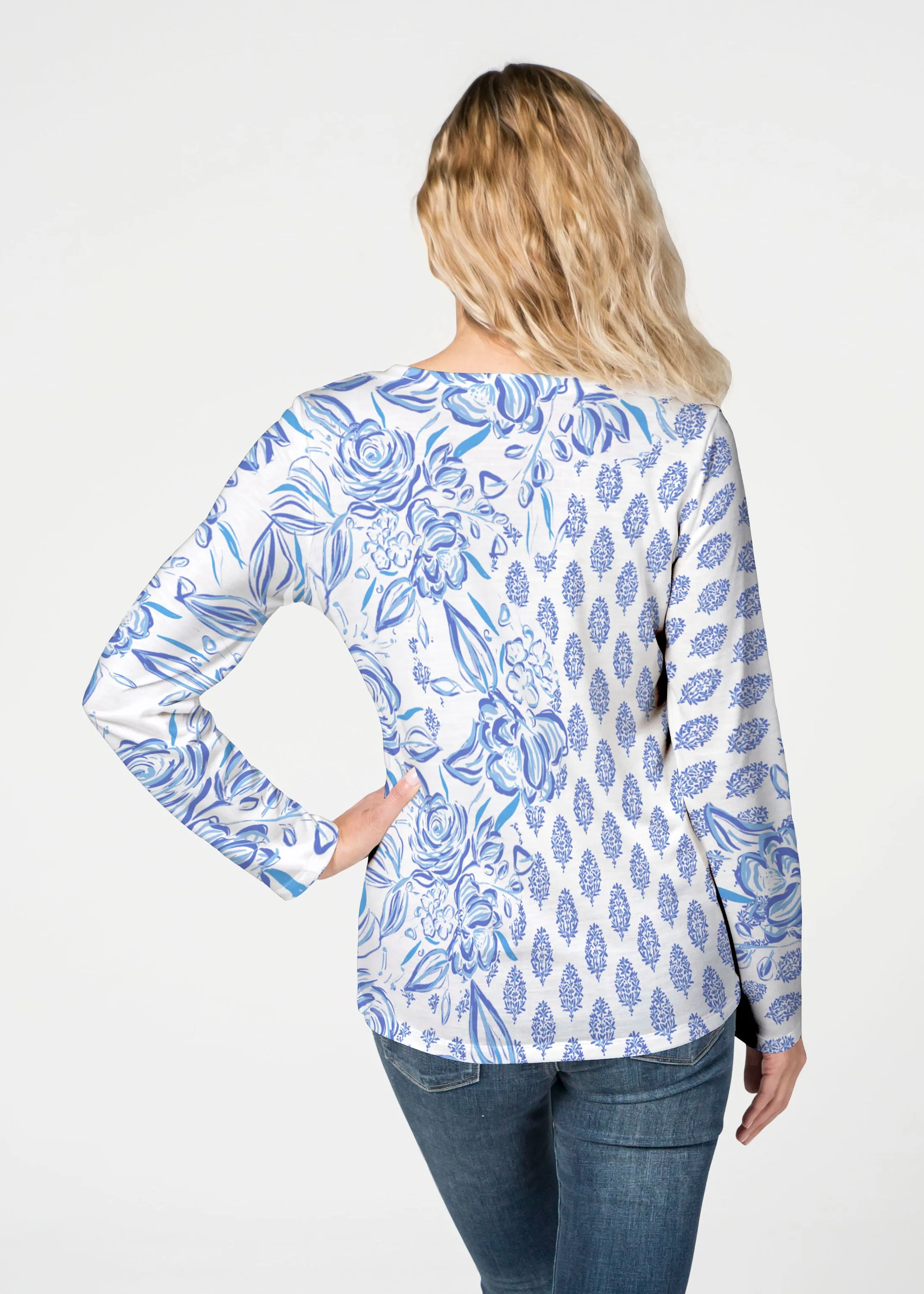 Flora (8041) ~ French Terry V-neck Top