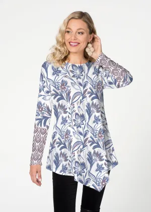 Floral Buds (8015) ~ Asymmetrical French Terry Tunic