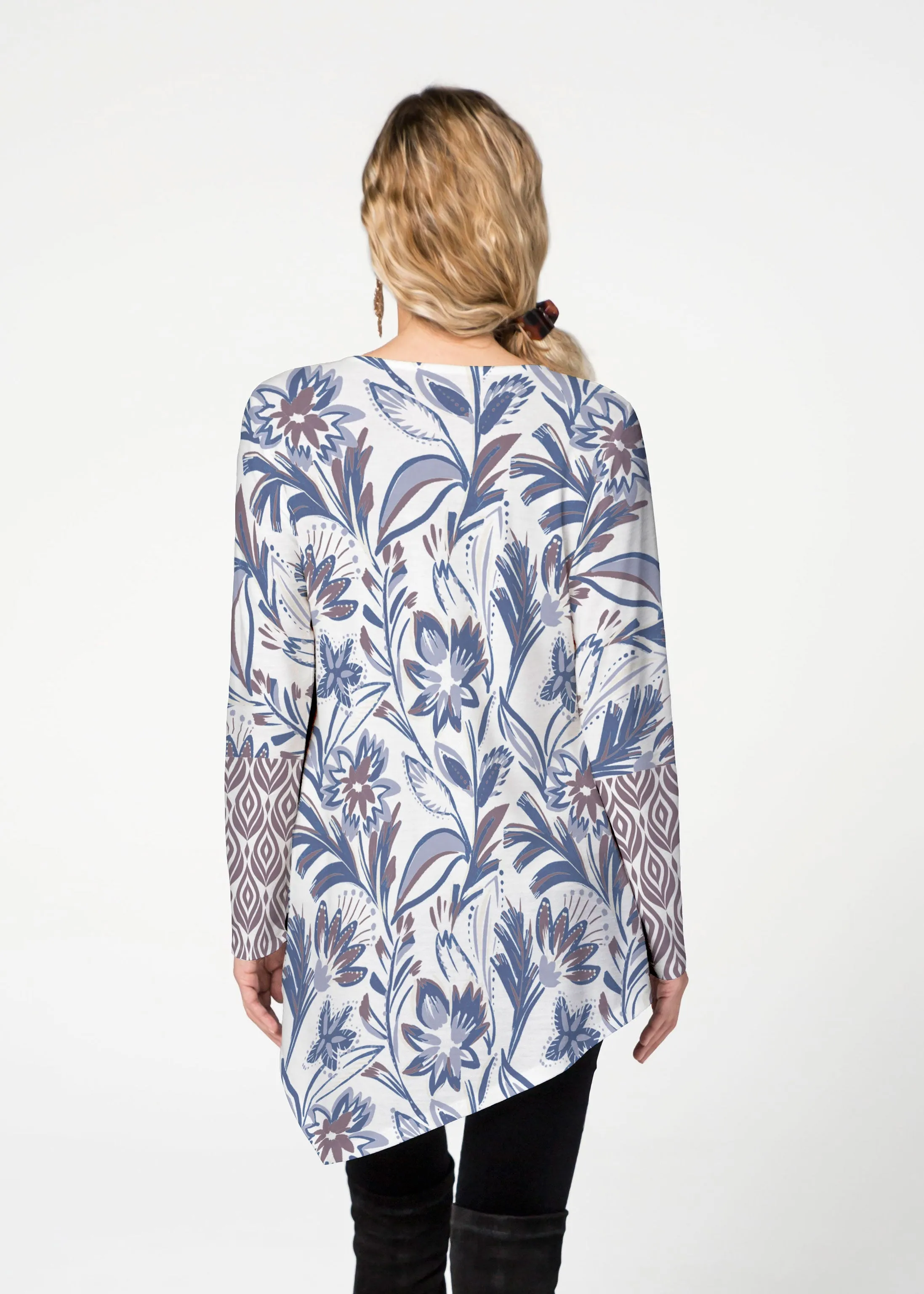 Floral Buds (8015) ~ Asymmetrical French Terry Tunic