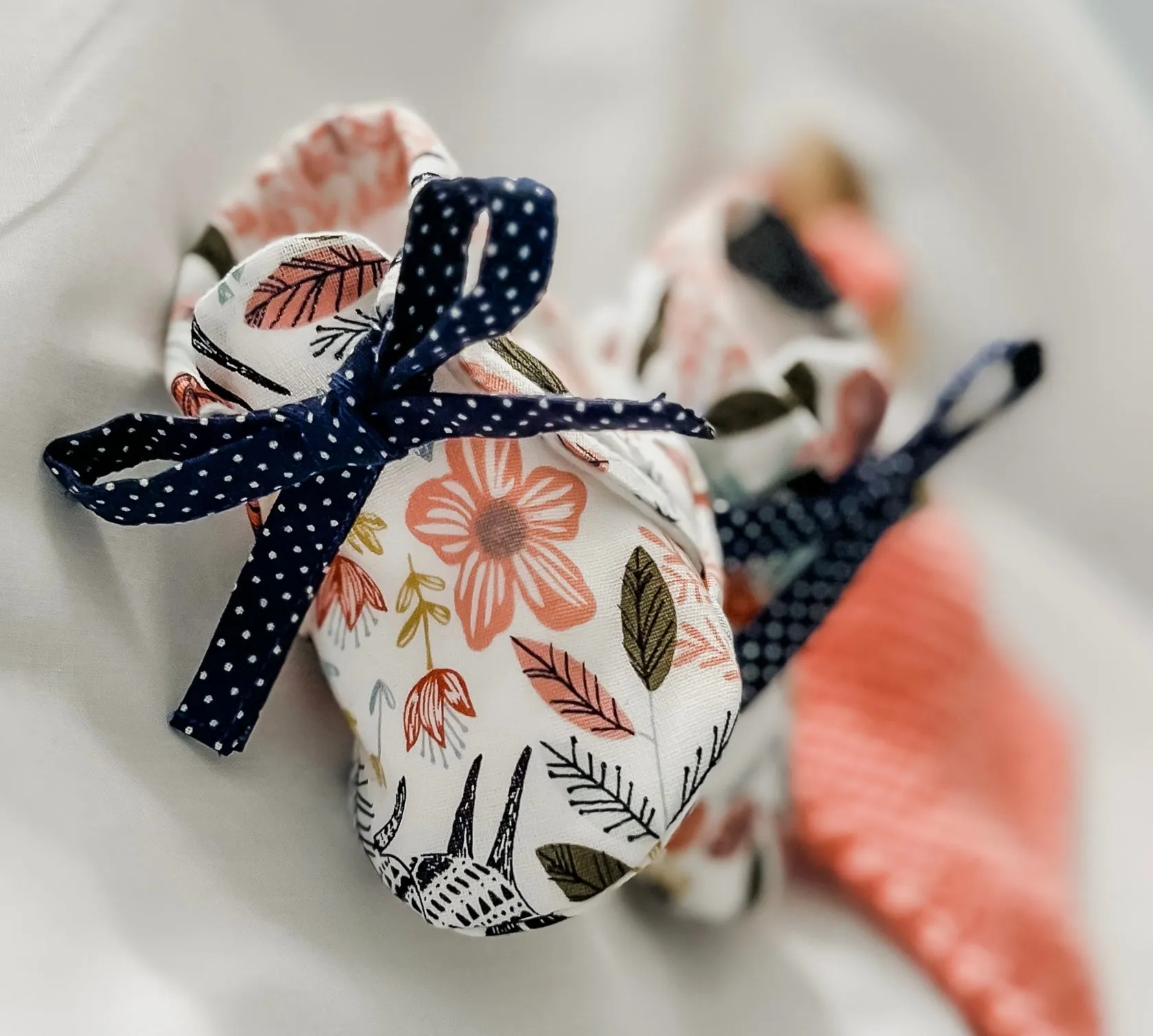 Floral Bunny Shoe, Bow and Knit Lovey Set