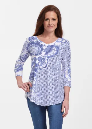 Floral Crossing Geo (7973) ~ V-neck Flowy Tunic