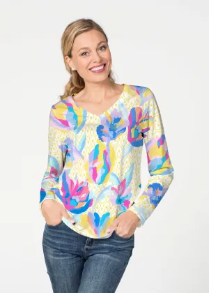 Floral Spades (8048) ~ French Terry V-neck Top