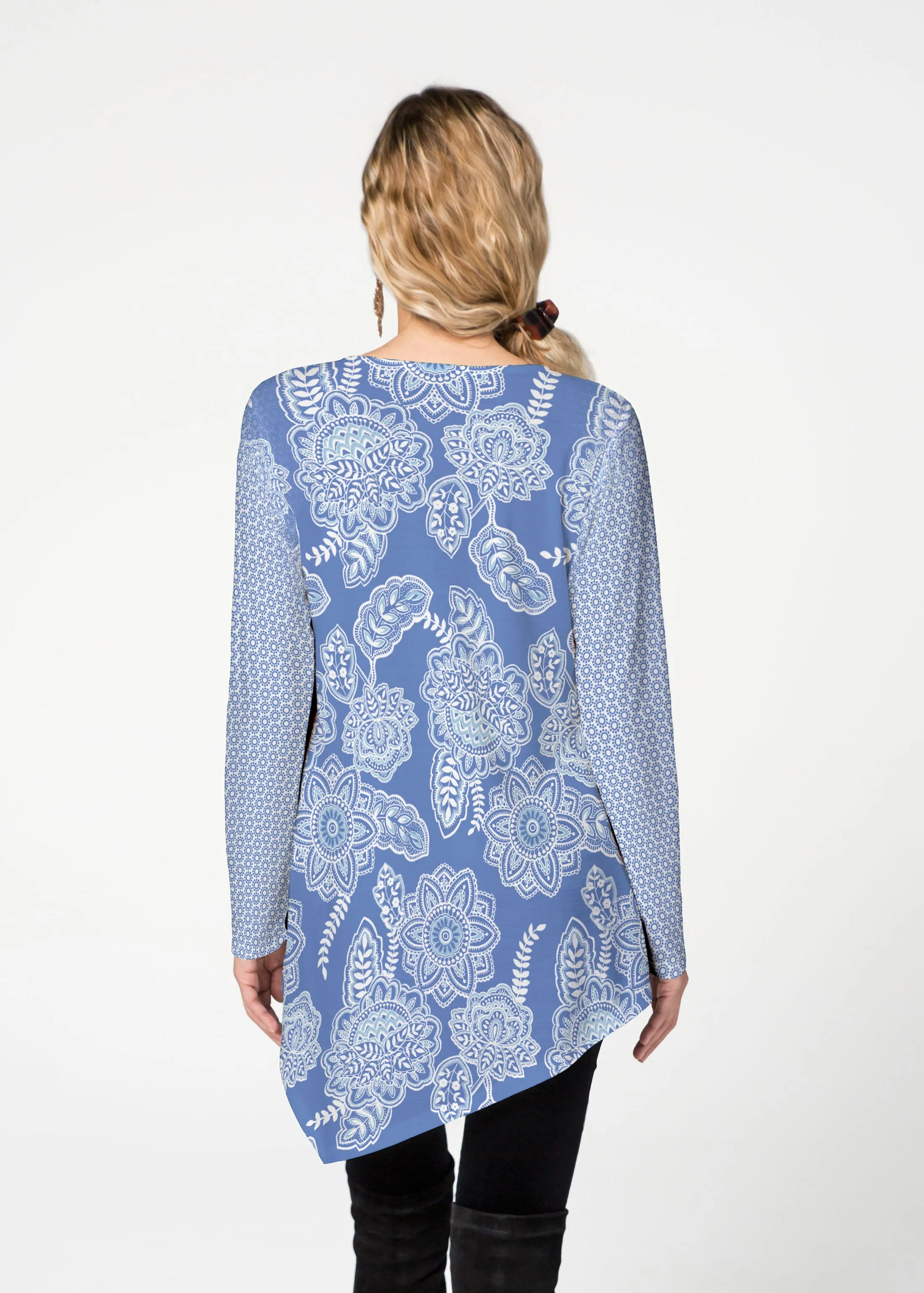 Floral Sunshine (13533) ~ Asymmetrical French Terry Tunic